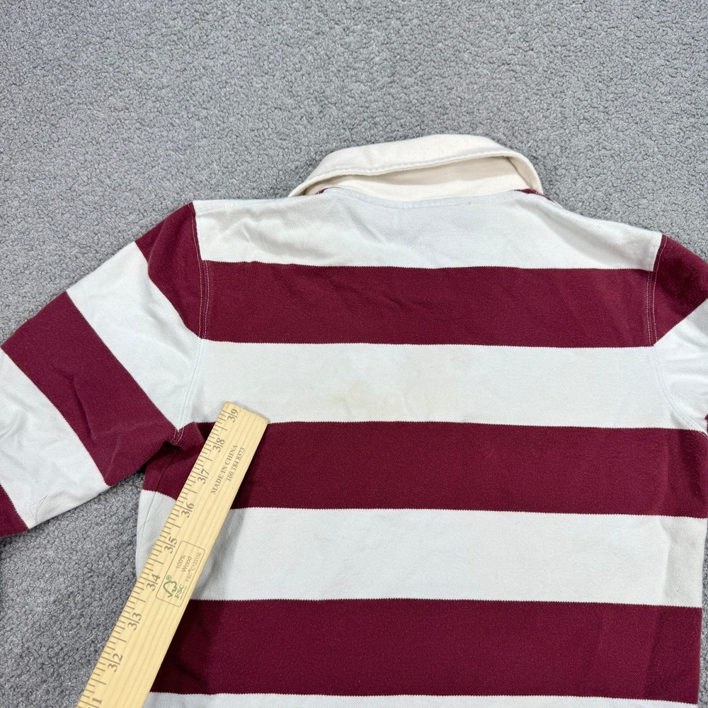 Polo Jeans RL Rugby Polo Shirt Women's Small Burgundy Striped Long Sleeve V-Neck - Picture 10 of 11